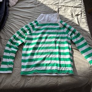 J. Crew Green and White Striped Long Sleeve Tee